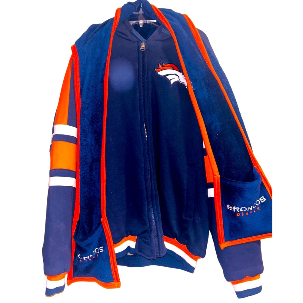 NFL Denver Broncos Zip Up Sweatshirt Scarf Set XL